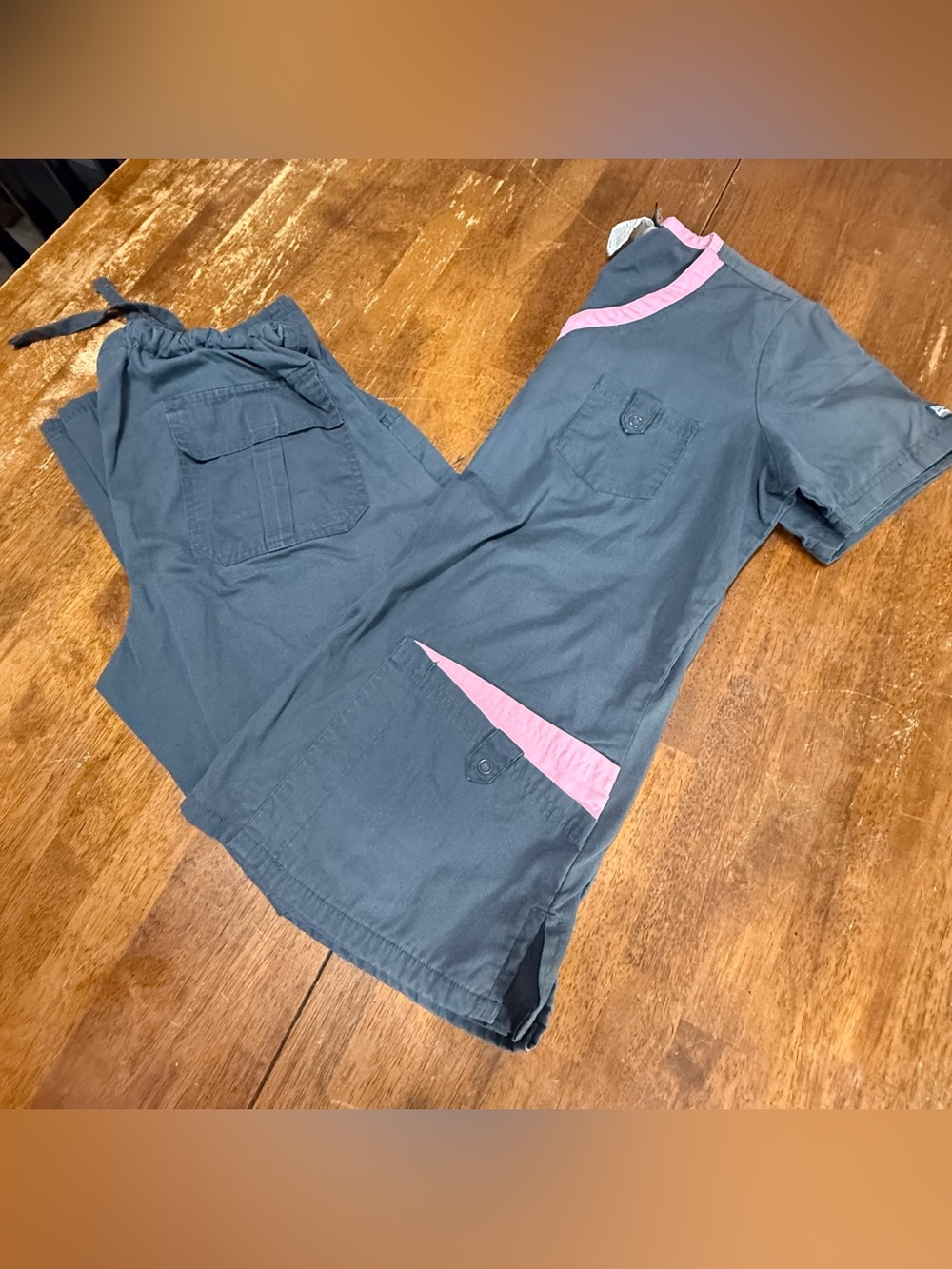 Butter Soft Medium grey and pink scrubs
